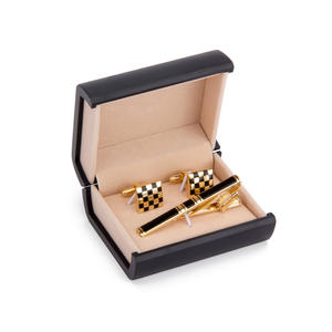 Caja de gemelos para hombre rectangular negra de alta calidad Caja de regalo hecha a mano elegante para gemelos - Product Image 5