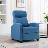 Fauteuil club multifonctionnel inclinable manuel à dossier haut pour home cinéma et chambre à coucher, fauteuil inclinable de luxe personnalisé en tissu bleu