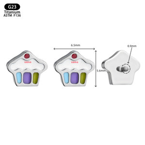 Food Shape <b>Titanium</b> Alloy <b>Stud</b> Earrings White Bezel Setting Gift Jewelry - Product Image 4