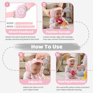 अनन्य बेबी सिलिकॉन इयरमफ्स समायोज्य फोल्डेबल पुनः प्रयोज्य शोर संरक्षण कान रक्षक - Product Image 3