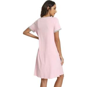 Camisón de Viscosa de Bambú Personalizado para Mujer, Manga Corta, Plisado, Tallas Grandes S-3X - Product Image 2