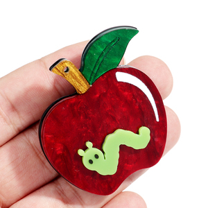 Personnalisé Meilleure Vente Mode Broche Mignon Bug Pomme Acrylique Broche Vintage Mode Broche pour Femmes - Product Image 4