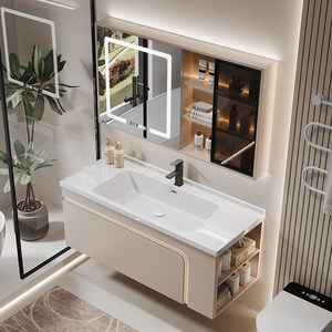 Modern Bathroom Vanity Set with Smart LED Mirror,Seamless Ceramic Sink, <b>Floating</b> Storage Cabinet for Contemporary Home Decor - Product Image 3