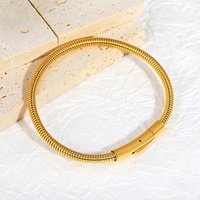 Bracelet minimaliste en acier inoxydable plaqué or 18 carats, fermoir tube, spirale, étanche, pour homme et femme