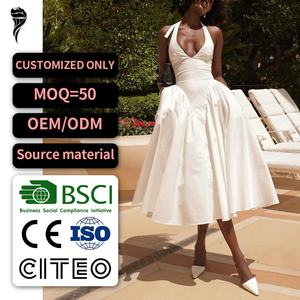 Vestido de Verano 2026 OEM, Nuevo Estilo Francés, Elegante, Casual, sin Mangas, con Cuello Halter y Espalda Descubierta para Mujer - Product Image 1