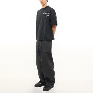 Fournisseur en vogue T-shirt vierge <span class=keywords><strong>noir</strong></span> 100% jersey de coton tricoté lourd 350 g/m² pré-rétréci imprimé animal coupe carrée courte et oversize - Product Image 5