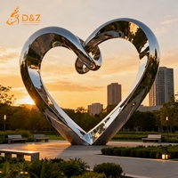 Sculpture d'art en forme de cœur en acier inoxydable de grande taille, moderne, polie, pour l'extérieur, par D&Z Art Group, à vendre