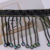 Chaîne suspendue à franges et pompons en strass plastique multicolores de style ethnique, écologique, 3D, pour robe, vêtement, ou déguisement de fête