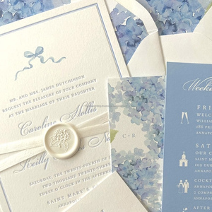 Luxury Classic Letterpress Wedding Greeting <b>Card</b> Ribbon Custom Size Elegant Design Fancy Kraft <b>Embossed</b> Digital Printing Custom - Product Image 1