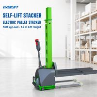 Chariot élévateur électrique autoportant EVERLIFT ELES-10D, mini transpalette portable, chariot élévateur à fourche 1 tonne 500 kg, élévateur de stockage au lithium