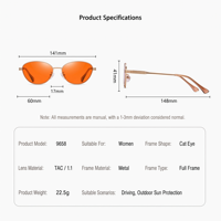 Gafas Ópticas Unisex para Adultos con Marco Metálico Dorado Sunray, Lentes Naranjas CR39, Biohacking, Soporte de Melatonina, Protección Contra Luz Azul