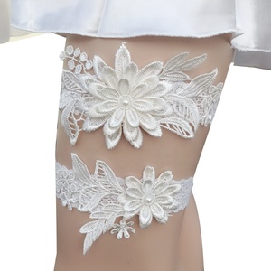 Venta al por mayor de encaje Floral de <span class=keywords><strong>boda</strong></span> <span class=keywords><strong>liga</strong></span> de encaje elástico banda de ligas de novia - Product Image 2