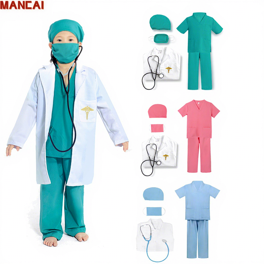 Costume Da Dottore Per Bambini - Camice Bianco Scienziato Con Accessori - Completo Carnevale