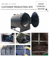 Horizontal activé machine charbon cornue four four briquette bois charbon carbonisation poêle four