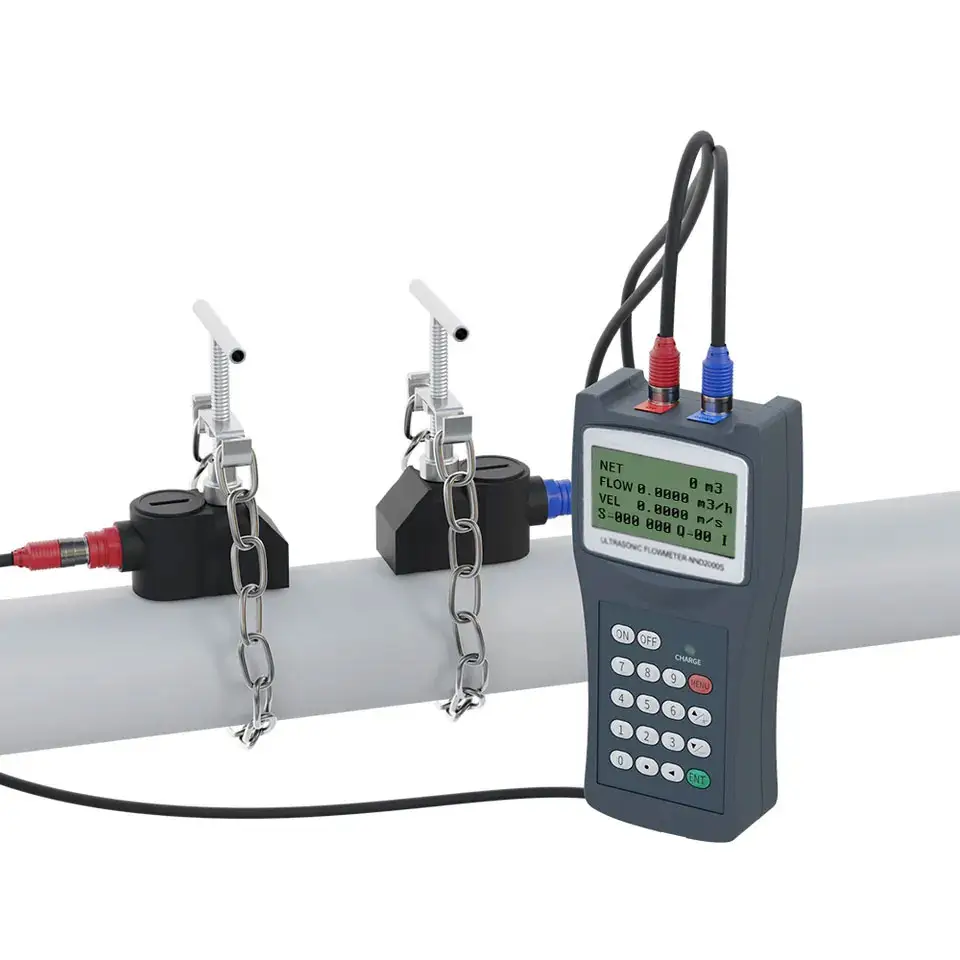 Hydraulic oil couplant handheld portable clamp on flow meter with data logger dn 15 ultrasonic flow meter