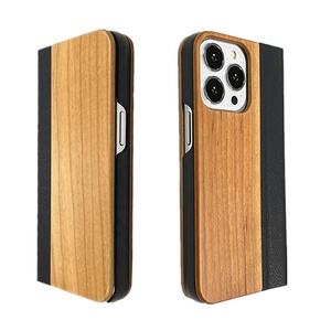 Étui en bois <span class=keywords><strong>pour</strong></span> téléphone portable avec porte-cartes <span class=keywords><strong>pour</strong></span> iPhone 17 15 Pro Max, <span class=keywords><strong>coque</strong></span> de protection en bambou à <span class=keywords><strong>clapet</strong></span> - Product Image 6