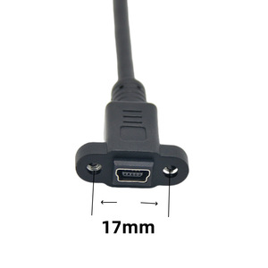 Cable de extensión mini USB macho a hembra de 17 mm con orificios para tornillos para una conexión segura, cable de datos - Product Image 1