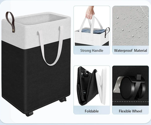 Xách tay có thể gập lại bông giặt giỏ với bánh xe nhà bẩn quần áo lưu trữ Organizer cản trở - Product Image 2