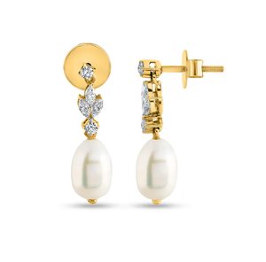 Superbes boucles d'oreilles en perles et diamants conçues pour les fêtes de mariage et les tenues de mode élégantes d'Inde - Product Image 4