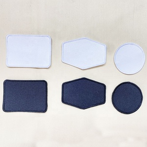 Bán buôn sắt trên hình chữ nhật hình tròn trống Trắng/Đen Twill vá với merrow biên giới trống các bản vá lỗi cho in ấn/Thêu - Product Image 2