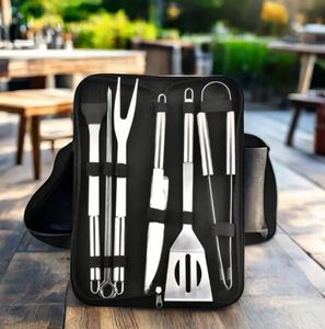 Accessoires de cuisine, outils, pince à nourriture, fourchette, 3/5/7/9 pièces, outils de barbecue en acier inoxydable, ensemble d'ustensiles de cuisine pour le camping - Product Image 1