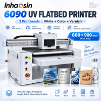 Printer UV Flatbed Industri 6090 60x90cm 1-3 Print Head Sirkulasi Tinta Putih untuk Akrilik Kaca Kayu Botol