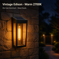 Lampes solaires murales 2700K, ampoule Edison, étanches, pour clôture de jardin, patio, cour