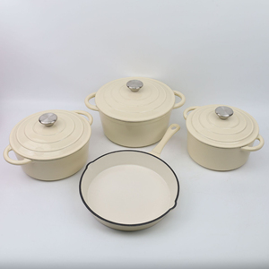 Ensemble d'ustensiles de cuisine en émail coloré, 4 pièces, de style moderne, personnalisé, comprenant des casseroles et poêles en fonte céramique de type Dutch Oven - Product Image 4