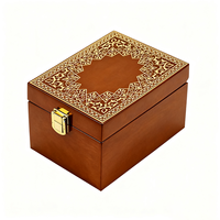 Boîte en bois haute brillance de luxe avec motif arabe pour le parfum