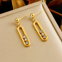 Bijoux en acier inoxydable plaqué or 18 carats avec zircone cubique, collier, bracelet et boucles d'oreilles géométriques, bijoux minimalistes tendance pour femmes