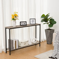 Console moderne en bois Kainice, table à 2 niveaux en panneaux de particules étroits avec étagère pour entrée, salon, couloir, hall d'entrée