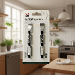 Erpsl - Juego de 6 ganchos cuadrados de acero inoxidable, 12 unidades por bandeja, resistentes, para montaje en pared, para uso en el hogar, cocina y baño - Product Image 2