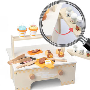 Jouets <span class=keywords><strong>de</strong></span> cuisine unisexe pour enfants Maison <span class=keywords><strong>de</strong></span> jeu en bois et cuisine BBQ Support à crème glacée <span class=keywords><strong>Jouet</strong></span> en bois pour enfants - Product Image 2