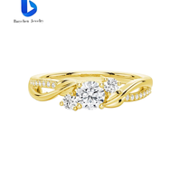 Bague élégante en argent sterling 925 plaqué or avec double croix en X et diamant de laboratoire, bijoux pour femmes, idée cadeau