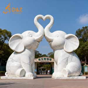 D&Z Art Group - Estatua de <span class=keywords><strong>Pareja</strong></span> de Elefantes Enamorados de Mármol Personalizada, Escultura Moderna de Elefantes Enamorados <span class=keywords><strong>con</strong></span> Corazón de Mármol para Decoración de Jardín - Product Image 4