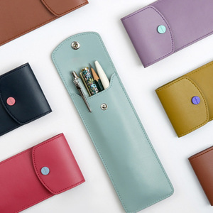 Nuevo estuche para lápices de cuero PU de estilo coreano, de color sólido, lindo y de gran capacidad, bolsa elástica para artículos de papelería, bolsa de almacenamiento para lápices para estudiantes. - Product Image 2