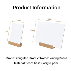 Mini <span class=keywords><strong>tableau</strong></span> blanc de bureau 15x21cm / 21x30cm, <span class=keywords><strong>tableau</strong></span> d'écriture portable en acrylique avec base robuste en hêtre pour les rappels et les notes d'étude - Product Image 3