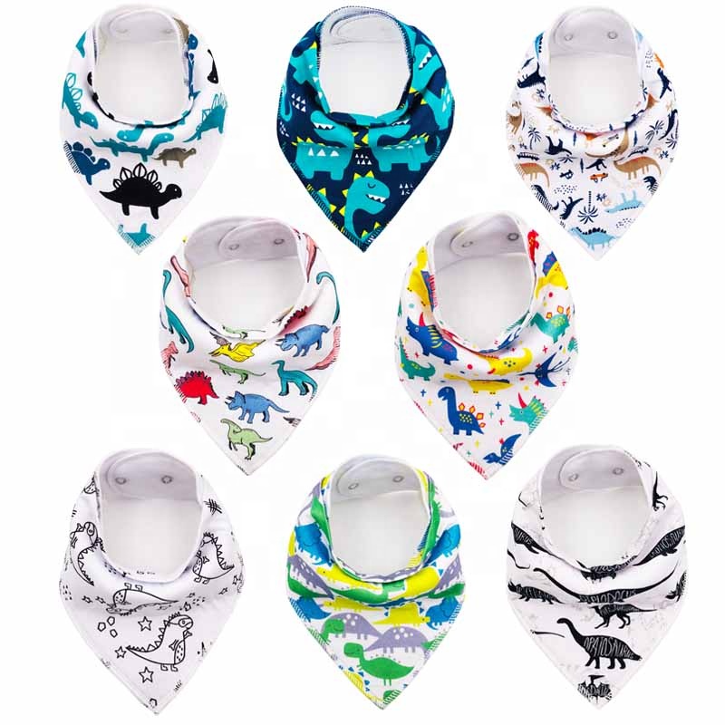 Сверхмягкий 100% органический хлопок бандана Динозавр Детский слюнявчик на заказ хлопковые детские нагрудники