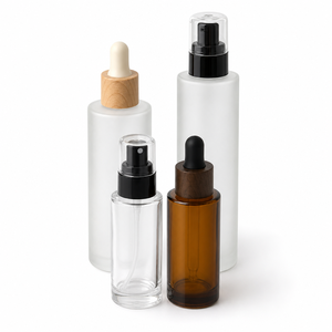 Flacon compte-gouttes de luxe en verre ambré dépoli pour huile essentielle visage et cheveux, 100 ml et 60 ml - Product Image 1