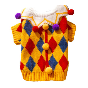 Vêtements pour chien d'automne et d'hiver, <span class=keywords><strong>pull</strong></span> amusant et mignon de clown de cirque, Halloween, écologique, lavage à la main, motif uni - Product Image 5