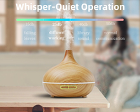 Diffuseur d'huiles essentielles Aroma Grain de bois Humidificateur ultrasonique silencieux à brume fraîche avec changement de couleur des lumières LED