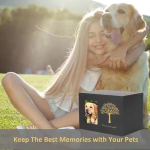 Pet anıt Urns köpek veya kedi külleri için büyük ahşap cenaze kremasyon tabut Urns fotoğraf çerçevesi keepmemory bellek kutusu ile - Product Image 2