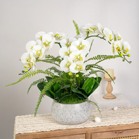 Fleurs artificielles de haute qualité, 7 têtes d'orchidées papillon réalistes, Phalaenopsis imperméables pour la décoration de mariage et de la maison