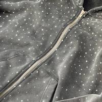 Veste courte Finch Garment Streetwear coupe ample pour homme, effet délavé, 480 g/m², avec fermeture éclair et strass