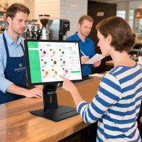 Écran numérique de comptoir de 21,5 pouces, écran de cuisine, tablette Android 11, écran tactile, système de point de vente pour restaurant, kiosque, animations graphiques