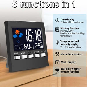 기상 관측소 책상 탁상 시계 디지털 달력 온도계 및 습도계 LCD 디스플레이 알람 시계 소리 제어 실내 시계 - Product Image 1