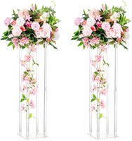 Pièce maîtresse de Table rectangulaire moderne de luxe Vase de mariage en acrylique transparent fleurs artificielles accessoires métalliques emballage en Carton