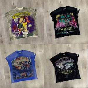 T-shirt Boxy <span class=keywords><strong>Homme</strong></span> 100% Coton Imprimé Graffiti RoughPlay avec Strass Thermocollés – Collection Streetwear – Nouvelle Vente Chaude - Product Image 3