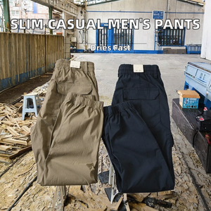Overoles Casuales de Primavera/Otoño para Hombre, Corte Slim, Cintura Media, Secado Rápido, para Trabajo al Aire Libre, Cintura Elástica, Diseño Recto Estampado - Product Image 2