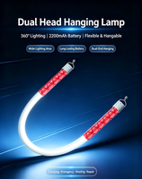 Lampe LED tubulaire en silicone rechargeable par USB, DC5V, double batterie, à intensité variable, portable, pour réparation, camping, photographie